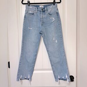 PISTOLA distressed, button fly, high rise, crop Charlie jeans. Size, 26